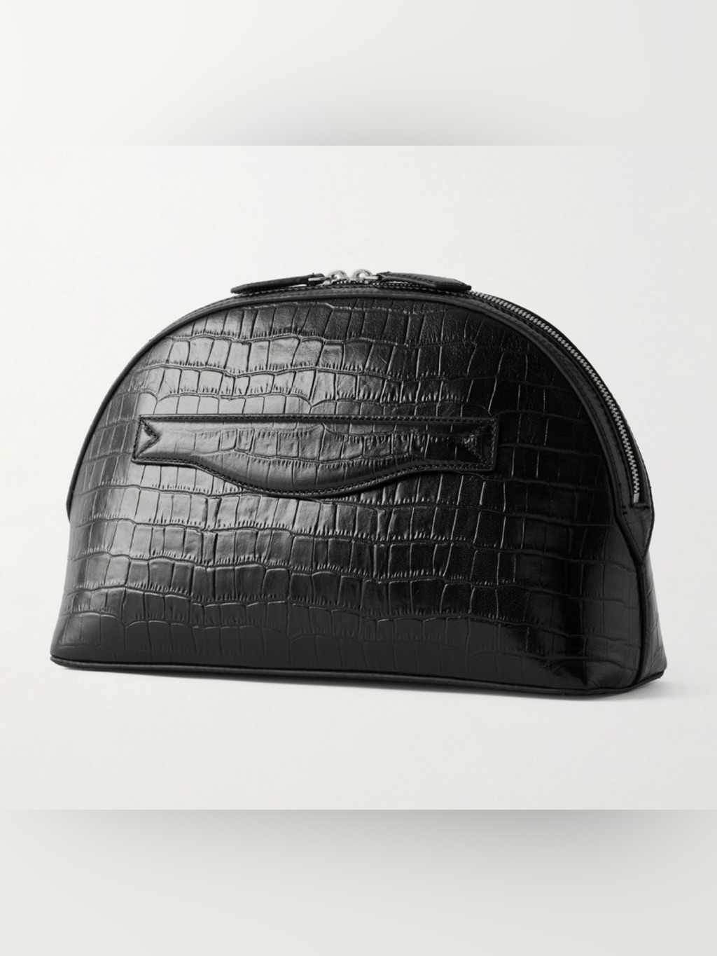 A. Emery Croc-Embossed Black Dome Clutch